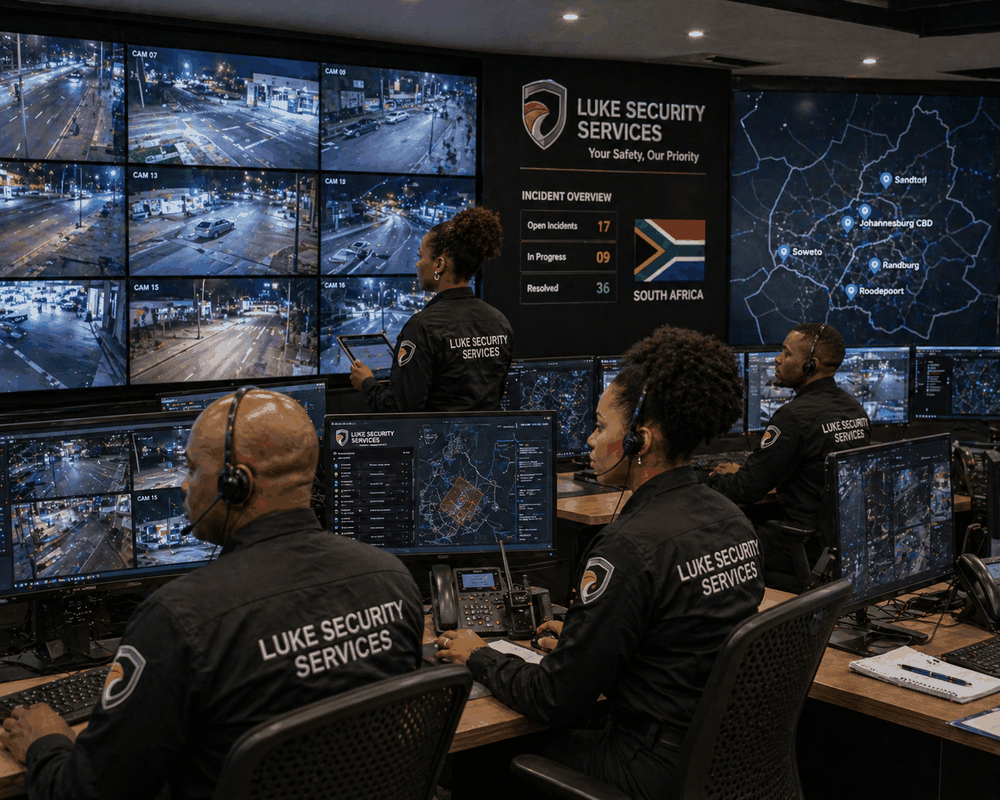 Security team in control room
